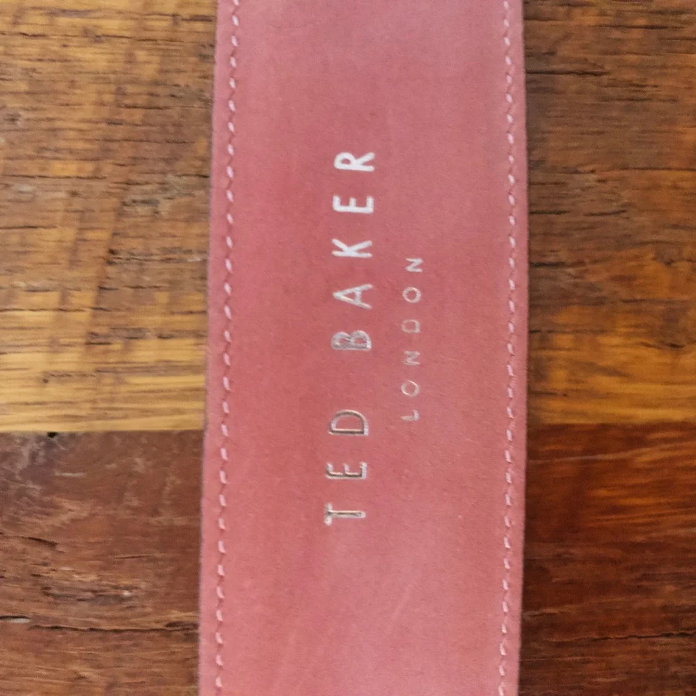 Ted Baker Belt Mens 34 Brown Italian Leather Solid Brass Buckle Formal 0906